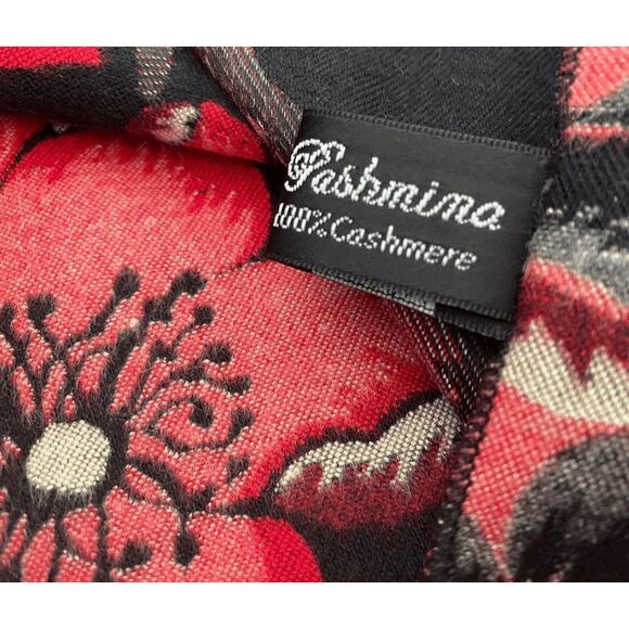 New Pashmina 100% Cashmere Floral Shawl Scarf Wrap - Picture 6 of 6